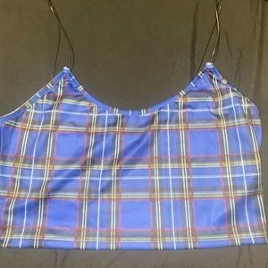 Blue plaid crop top
